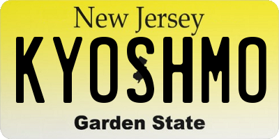 NJ license plate KYOSHMO