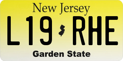 NJ license plate L19RHE