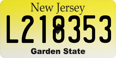 NJ license plate L218353