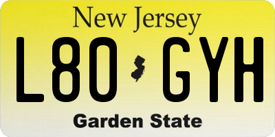 NJ license plate L80GYH