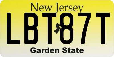 NJ license plate LBT87T