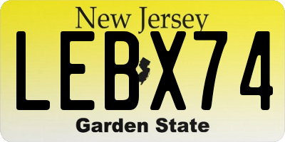 NJ license plate LEBX74