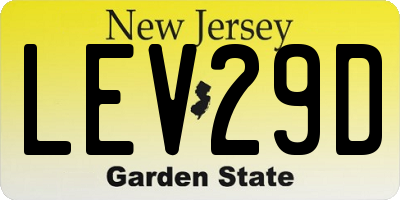 NJ license plate LEV29D