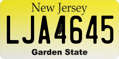 NJ license plate LJA4645