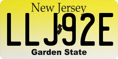 NJ license plate LLJ92E