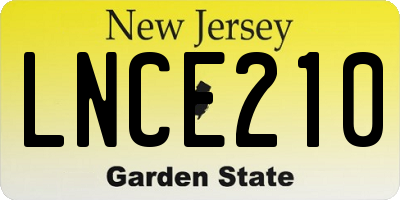 NJ license plate LNCE210