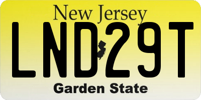 NJ license plate LND29T