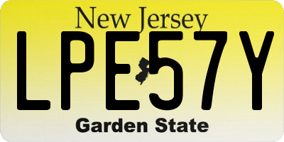 NJ license plate LPE57Y