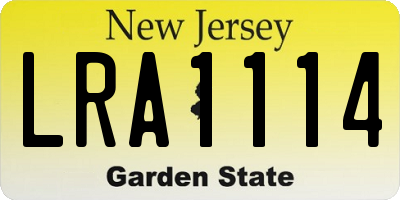 NJ license plate LRA1114