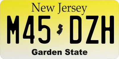 NJ license plate M45DZH