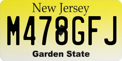 NJ license plate M478GFJ