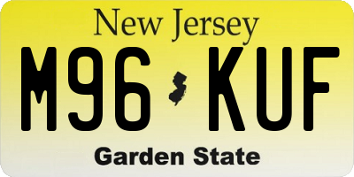 NJ license plate M96KUF