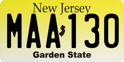 NJ license plate MAA130