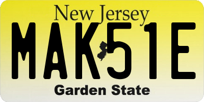 NJ license plate MAK51E