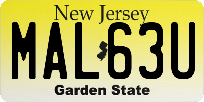 NJ license plate MAL63U