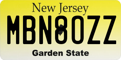 NJ license plate MBN8OZZ