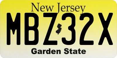 NJ license plate MBZ32X