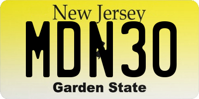 NJ license plate MDN30