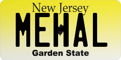 NJ license plate MEHAL