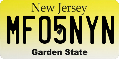 NJ license plate MF05NYN