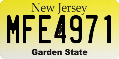 NJ license plate MFE4971