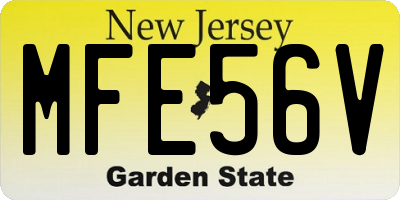 NJ license plate MFE56V