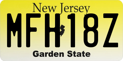 NJ license plate MFH18Z