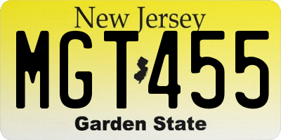 NJ license plate MGT455