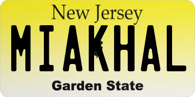 NJ license plate MIAKHAL