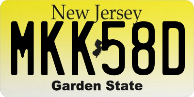 NJ license plate MKK58D