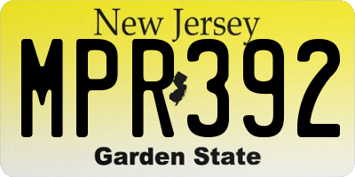 NJ license plate MPR392