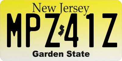 NJ license plate MPZ41Z