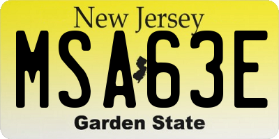 NJ license plate MSA63E