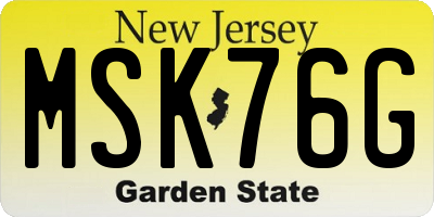 NJ license plate MSK76G