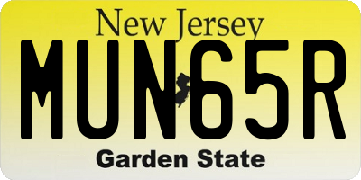 NJ license plate MUN65R