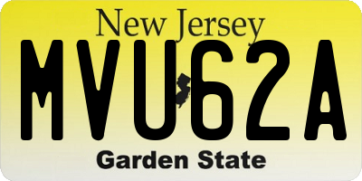 NJ license plate MVU62A