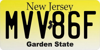 NJ license plate MVV86F