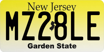 NJ license plate MZ28LE