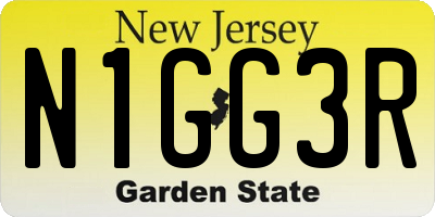 NJ license plate N1GG3R