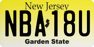 NJ license plate NBA18U