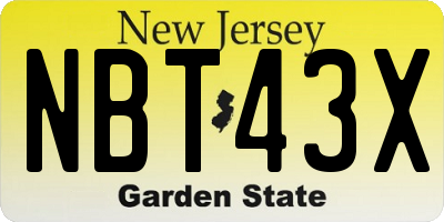 NJ license plate NBT43X