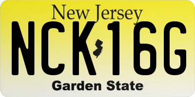 NJ license plate NCK16G