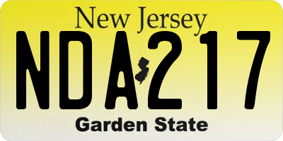 NJ license plate NDA217