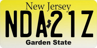 NJ license plate NDA21Z