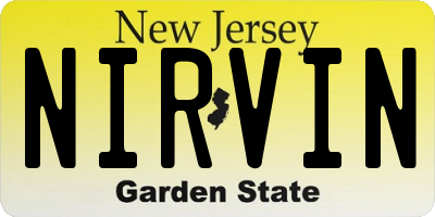 NJ license plate NIRVIN