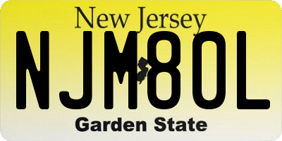 NJ license plate NJM80L