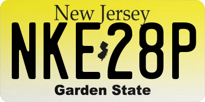 NJ license plate NKE28P