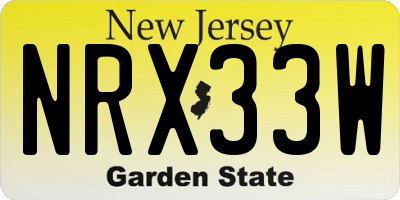 NJ license plate NRX33W