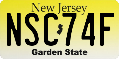 NJ license plate NSC74F