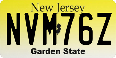 NJ license plate NVM76Z